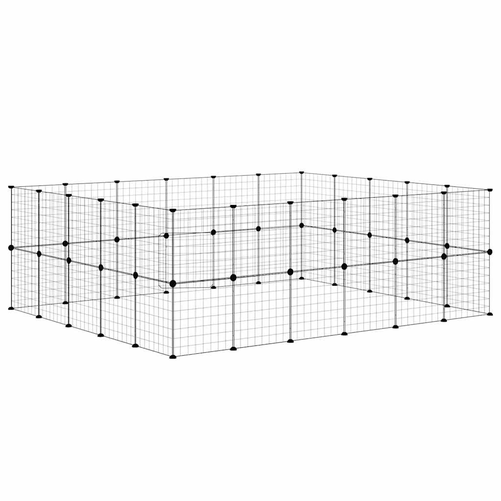 Gabbia per Animali 44 Pannelli con Porta Nera 210x175x70 cm Acciaio