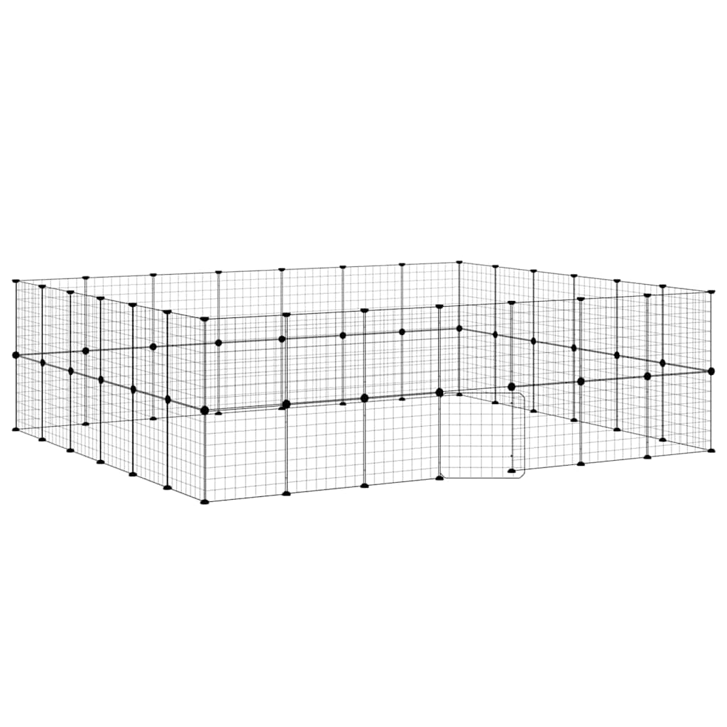 Gabbia per Animali 52 Pannelli con Porta Nero 35x35 cm Acciaio
