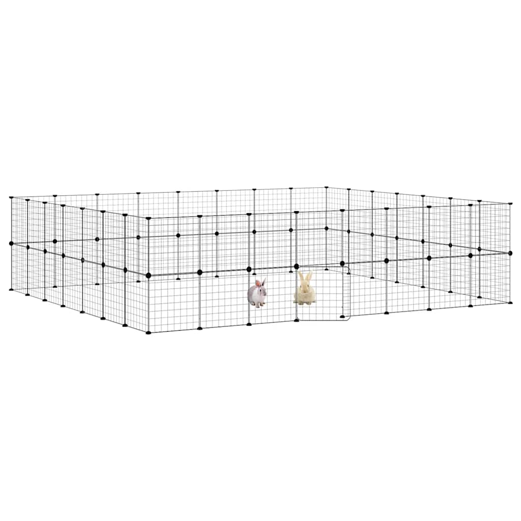 Gabbia per Animali 60 Pannelli con Porta Nera 35x35 cm Acciaio