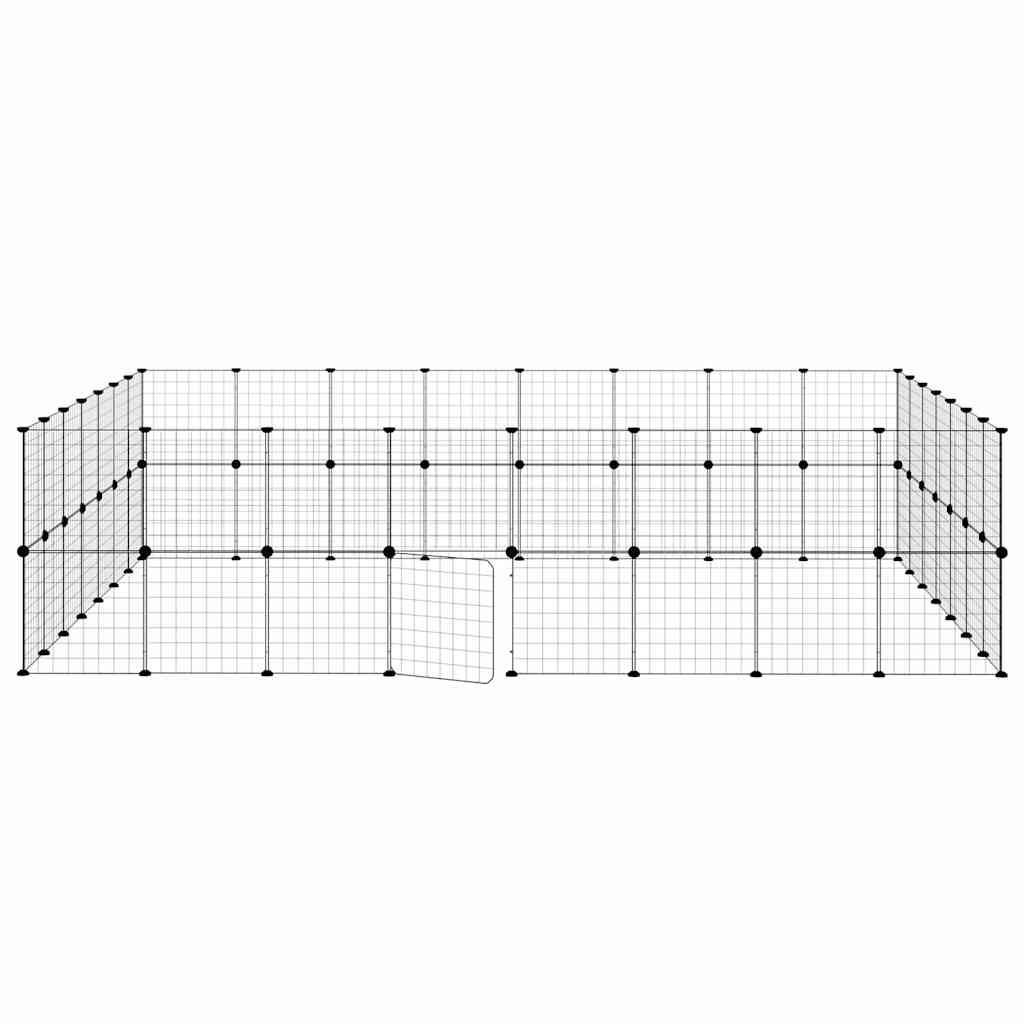 Gabbia per Animali 60 Pannelli con Porta Nera 35x35 cm Acciaio
