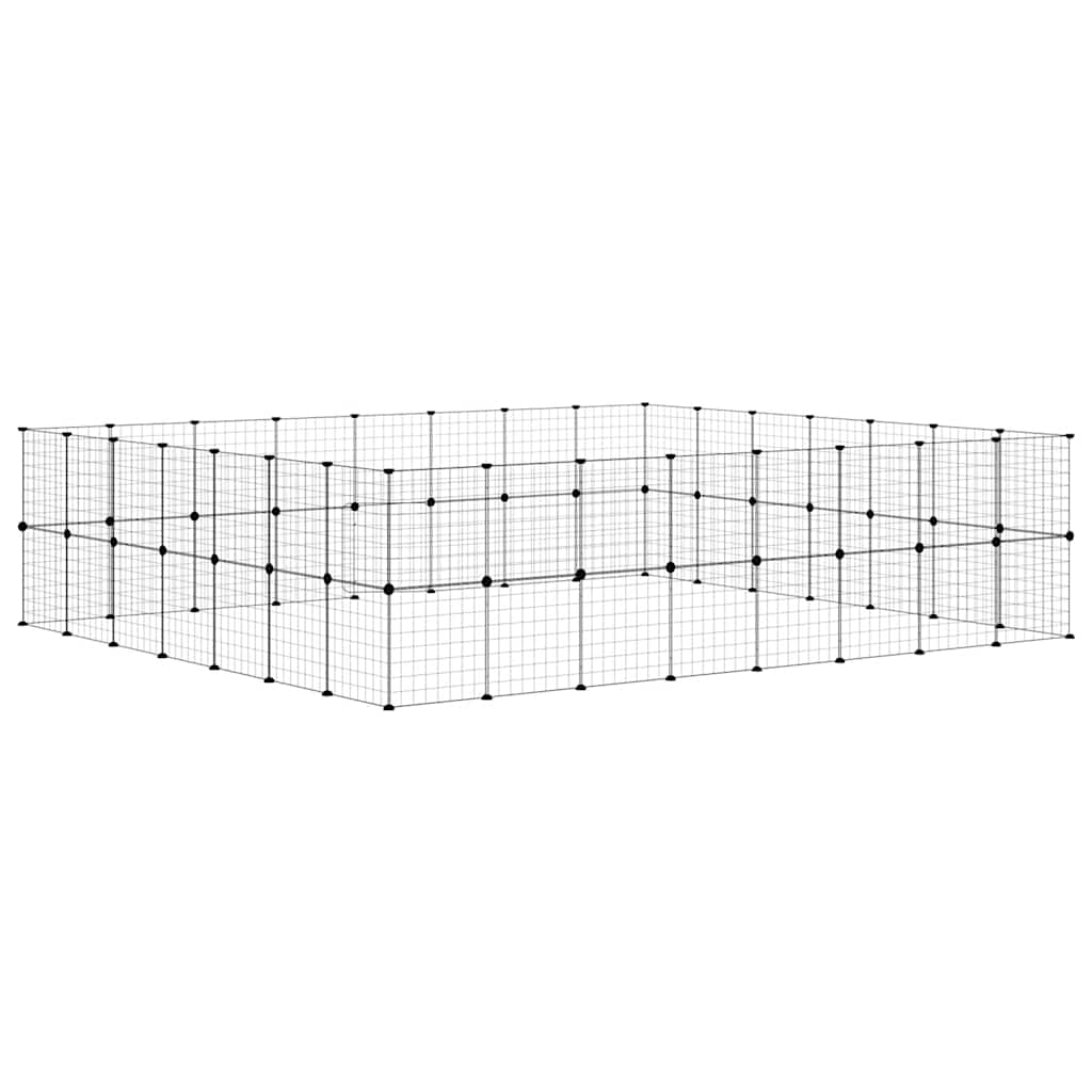 Gabbia per Animali 60 Pannelli con Porta Nera 35x35 cm Acciaio