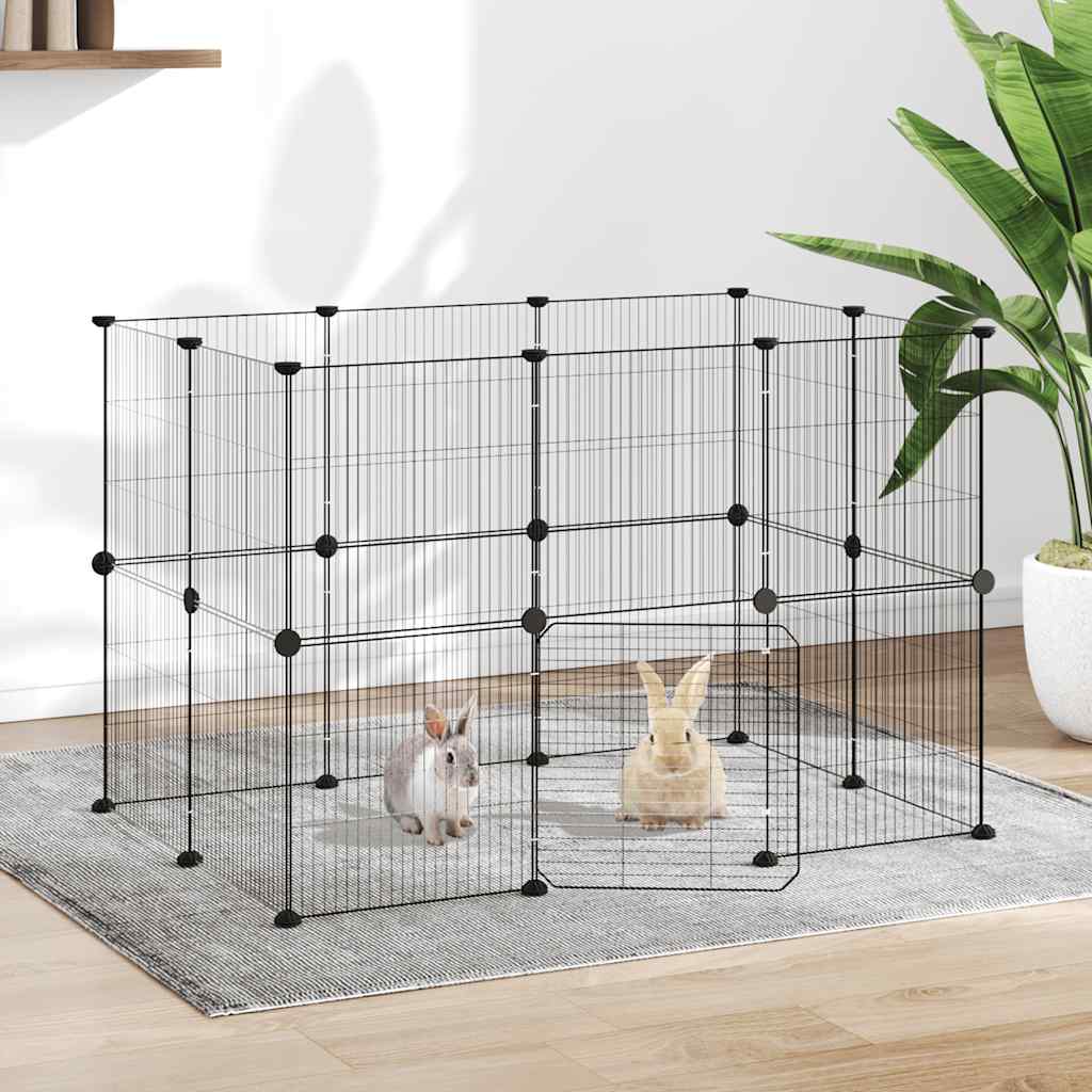 Gabbia per Animali 20 Pannelli con Porta Nera 105x70x70 cm Acciaio