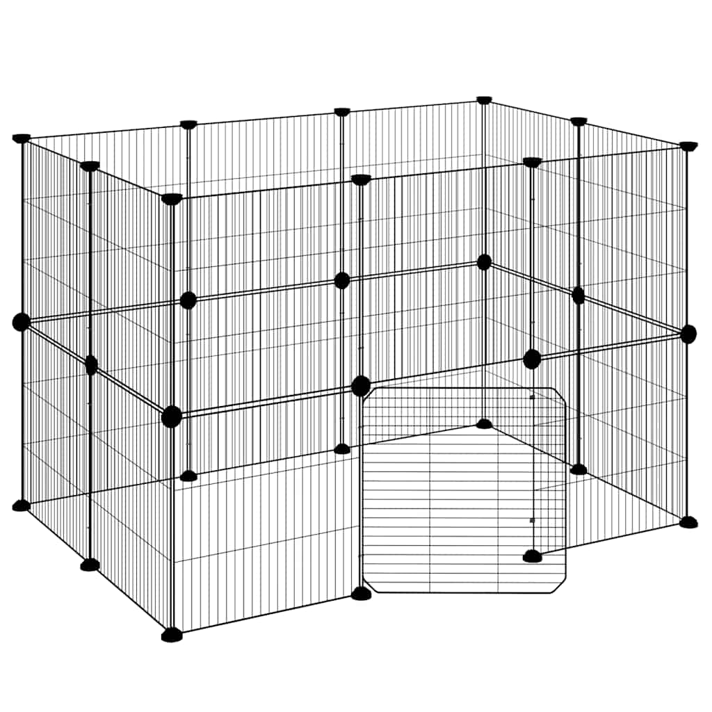Gabbia per Animali 20 Pannelli con Porta Nera 105x70x70 cm Acciaio