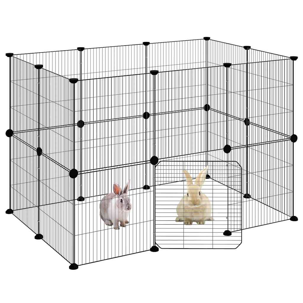 Gabbia per Animali 20 Pannelli con Porta Nera 105x70x70 cm Acciaio
