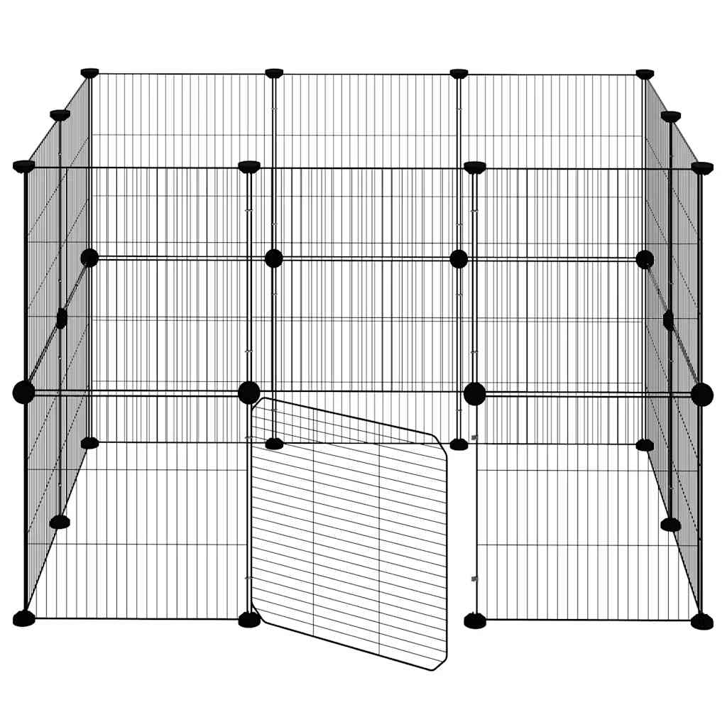 Gabbia per Animali 20 Pannelli con Porta Nera 105x70x70 cm Acciaio