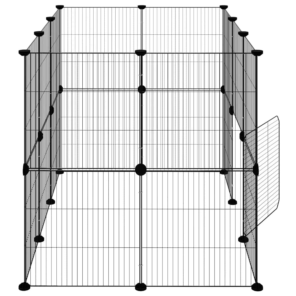 Gabbia per Animali 20 Pannelli con Porta Nera 105x70x70 cm Acciaio