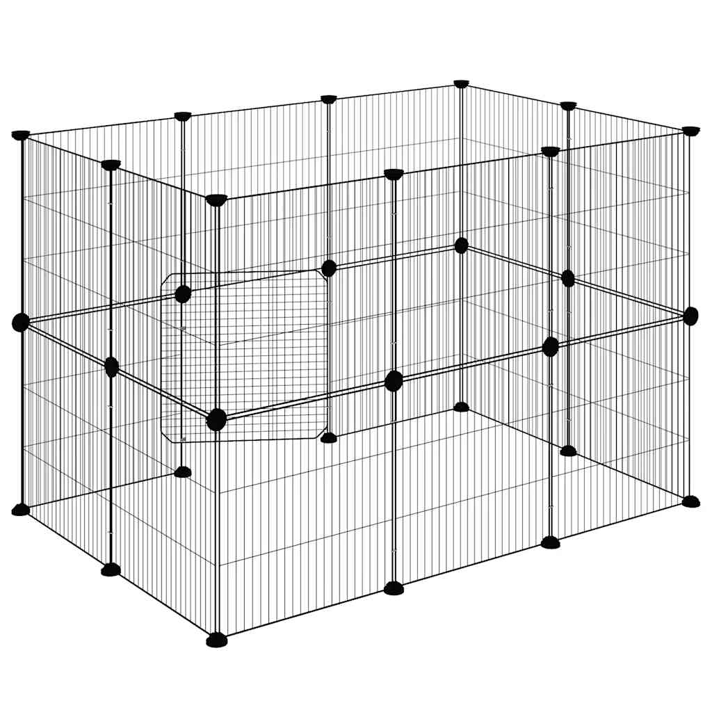 Gabbia per Animali 20 Pannelli con Porta Nera 105x70x70 cm Acciaio