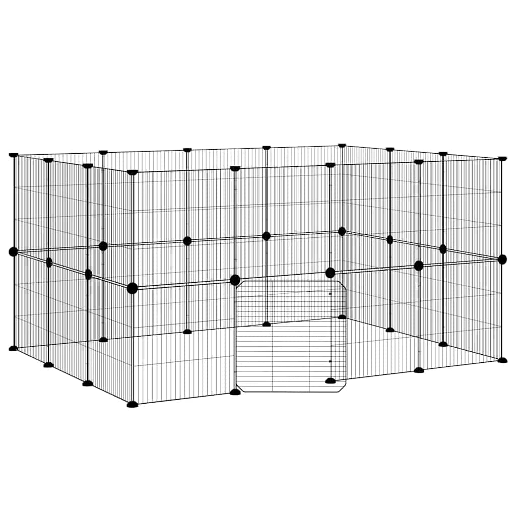 Gabbia per Animali 28 Pannelli con Porta Nero 140x105x70 cm Acciaio