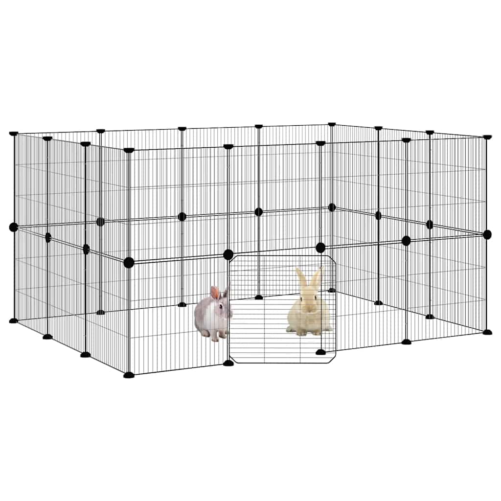 Gabbia per Animali 28 Pannelli con Porta Nero 140x105x70 cm Acciaio