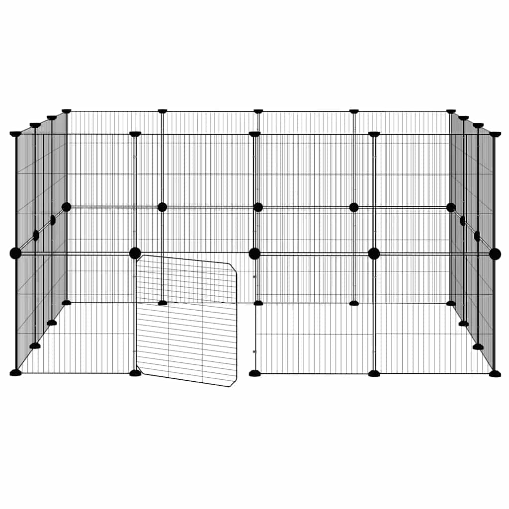 Gabbia per Animali 28 Pannelli con Porta Nero 140x105x70 cm Acciaio
