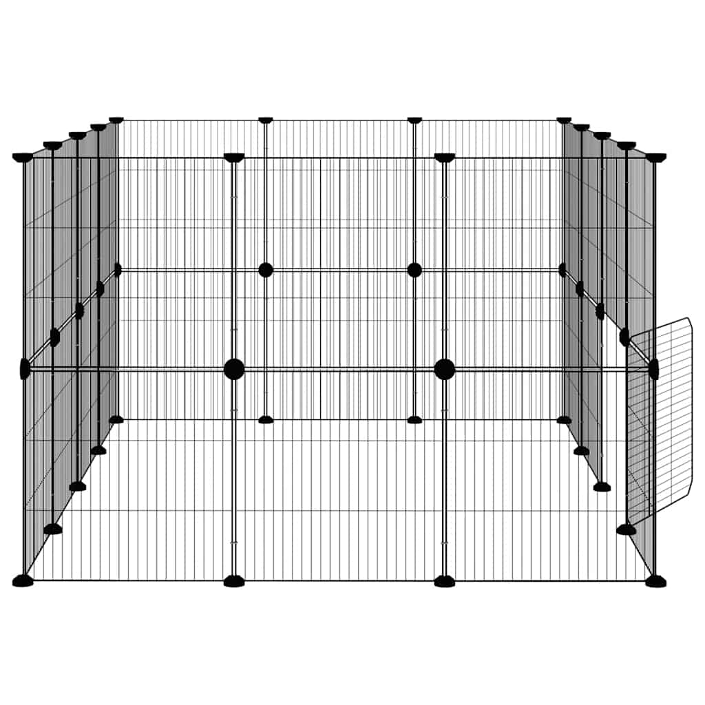 Gabbia per Animali 28 Pannelli con Porta Nero 140x105x70 cm Acciaio