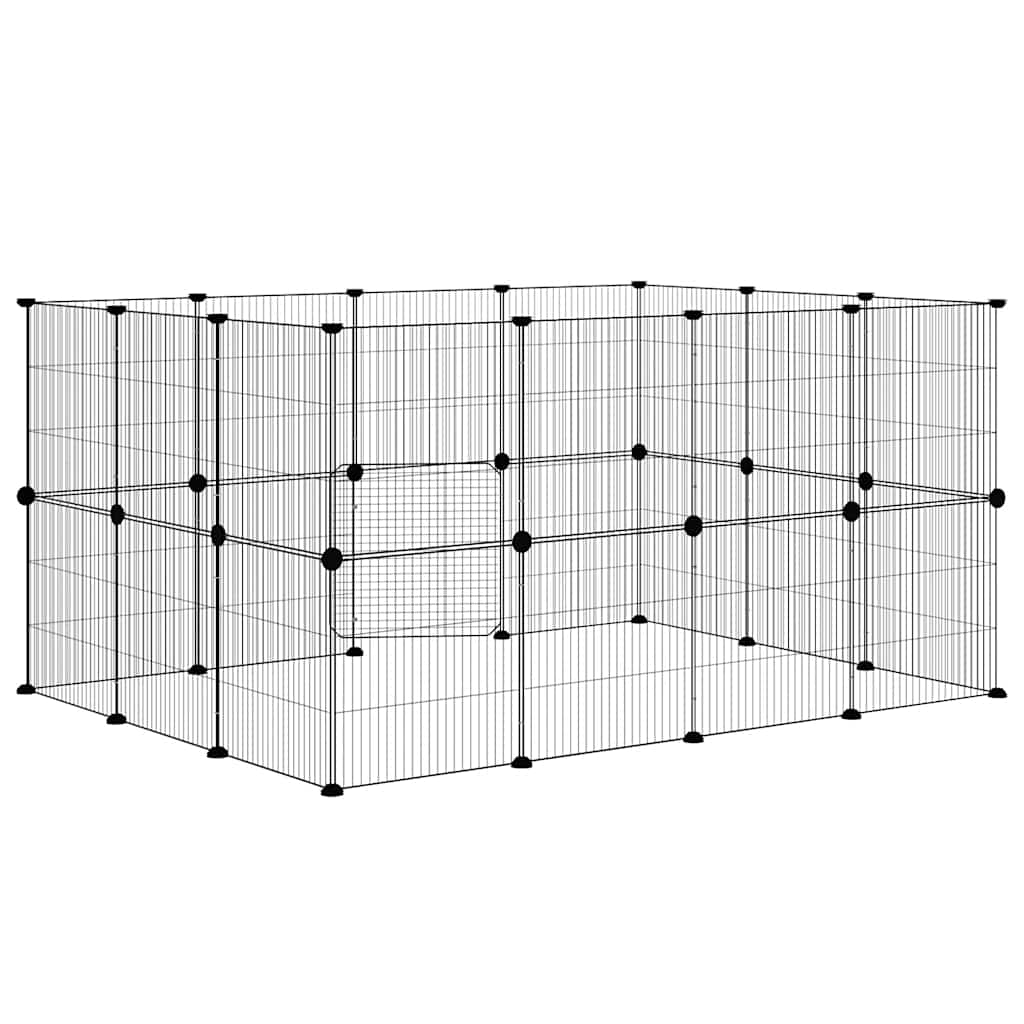 Gabbia per Animali 28 Pannelli con Porta Nero 140x105x70 cm Acciaio