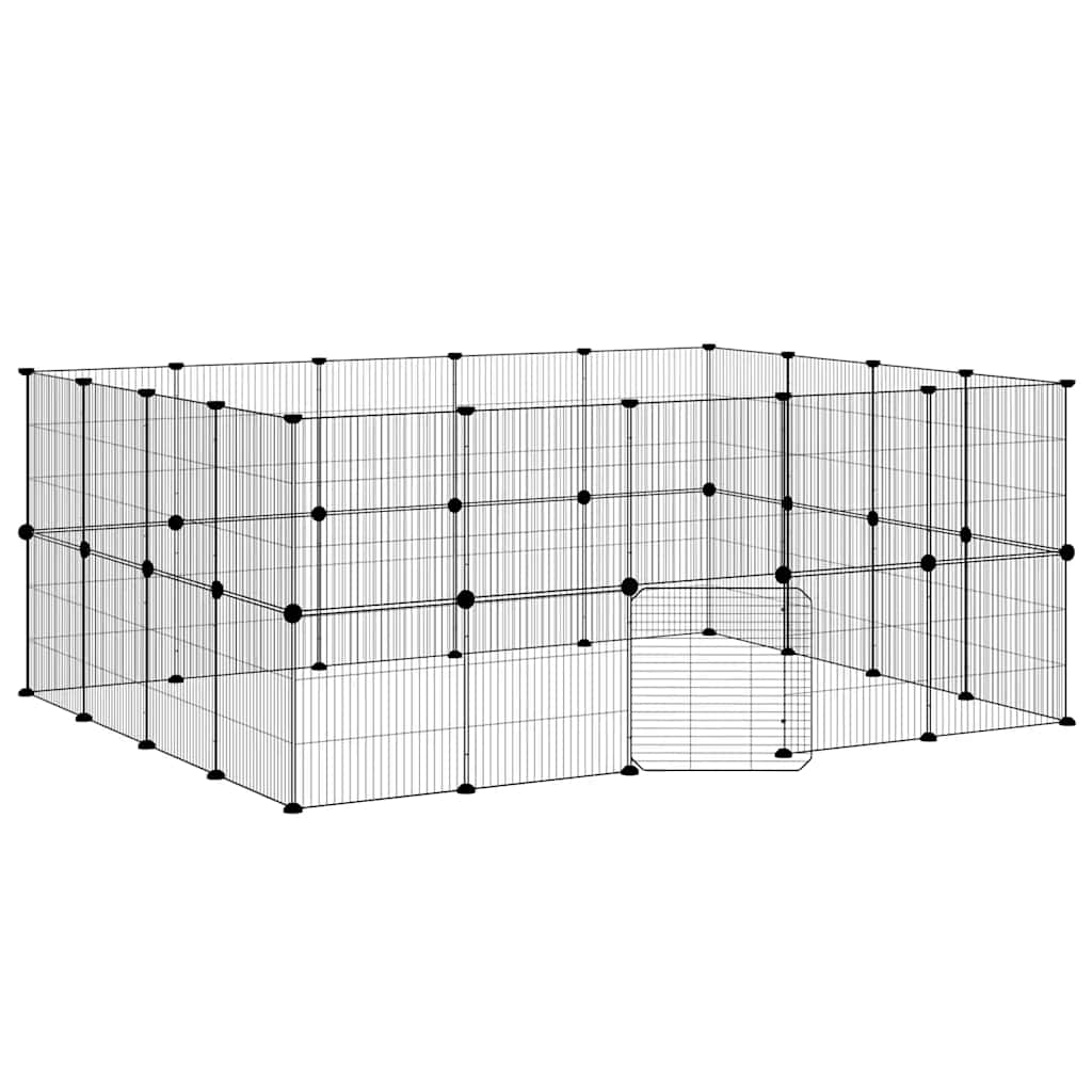 Gabbia per Animali 36 Pannelli con Porta Nera 175x140x70 cm Acciaio