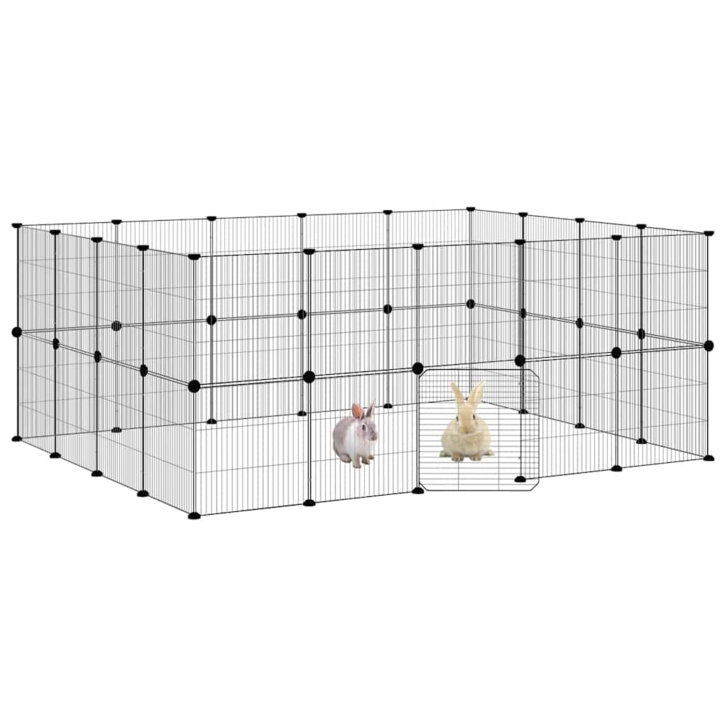 Gabbia per Animali 36 Pannelli con Porta Nera 175x140x70 cm Acciaio