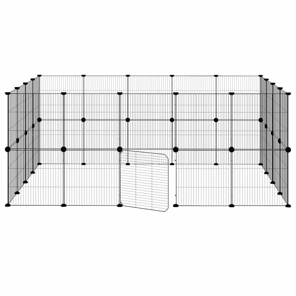 Gabbia per Animali 36 Pannelli con Porta Nera 175x140x70 cm Acciaio