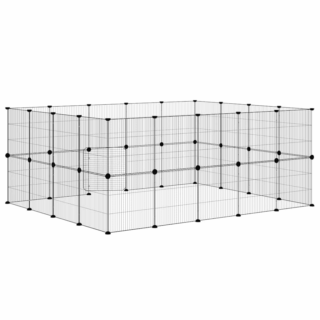 Gabbia per Animali 36 Pannelli con Porta Nera 175x140x70 cm Acciaio
