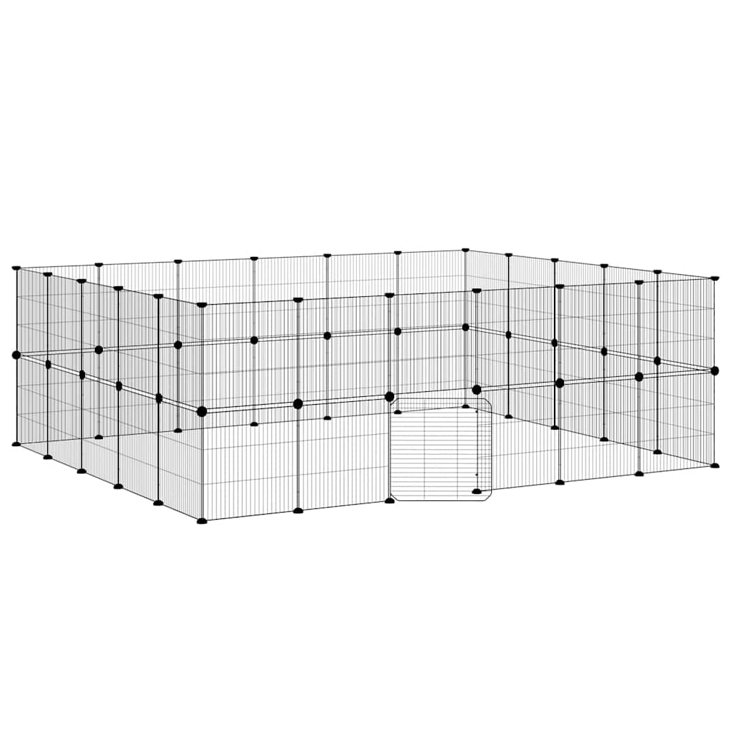 Gabbia per Animali 44 Pannelli con Porta Nera 210x175x70 cm Acciaio
