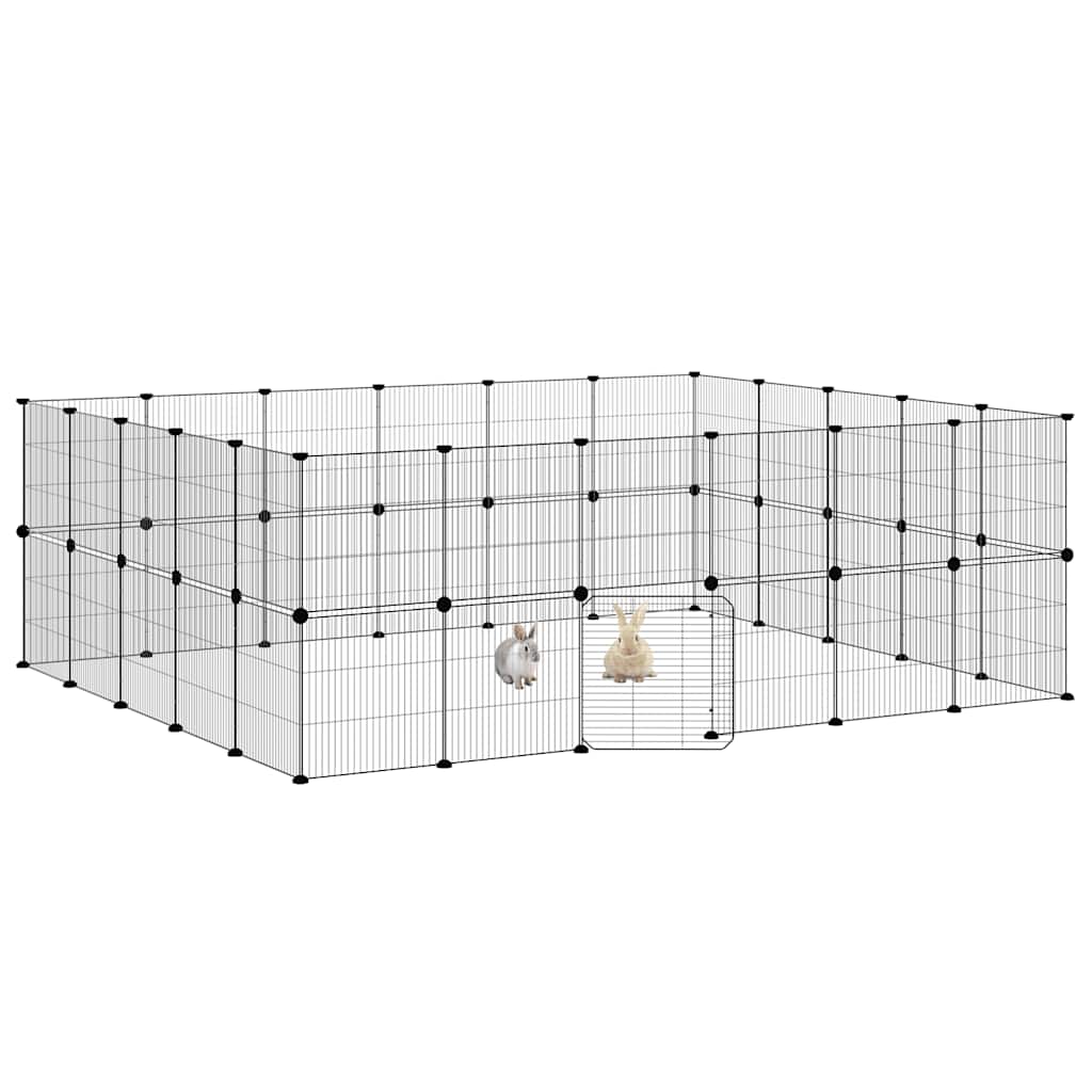 Gabbia per Animali 44 Pannelli con Porta Nera 210x175x70 cm Acciaio