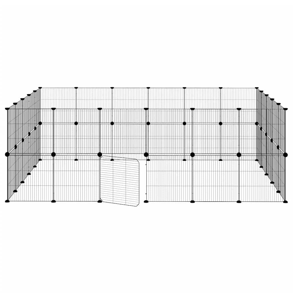Gabbia per Animali 44 Pannelli con Porta Nera 210x175x70 cm Acciaio