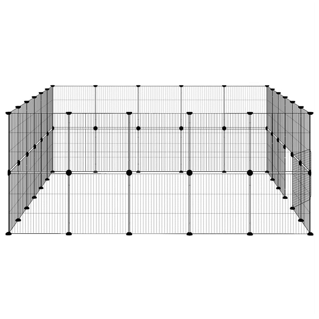 Gabbia per Animali 44 Pannelli con Porta Nera 210x175x70 cm Acciaio