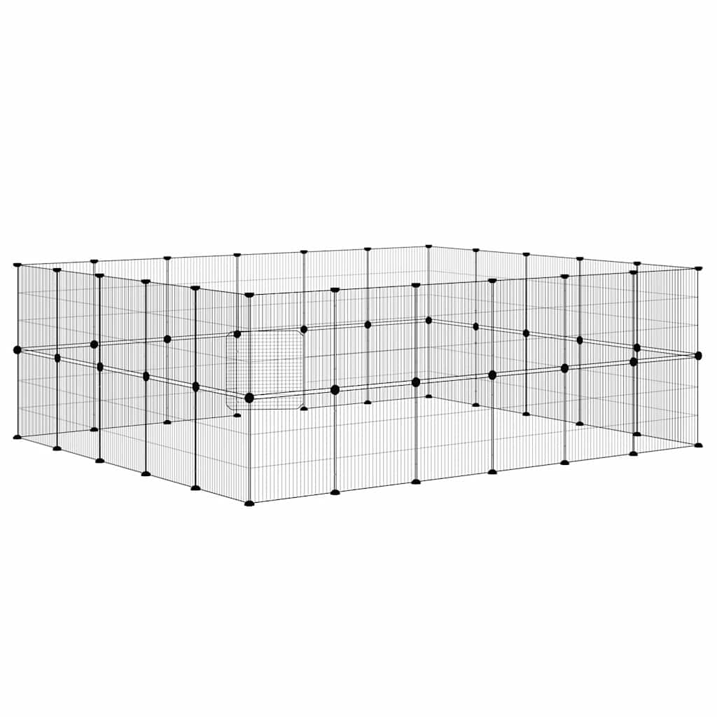 Gabbia per Animali 44 Pannelli con Porta Nera 210x175x70 cm Acciaio