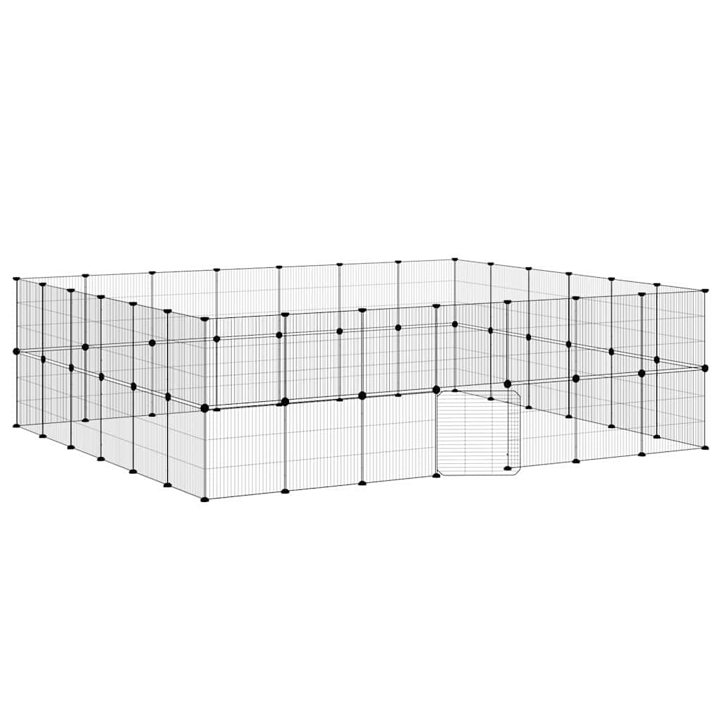 Gabbia per Animali 52 Pannelli con Porta Nero 245x210x70 cm Acciaio