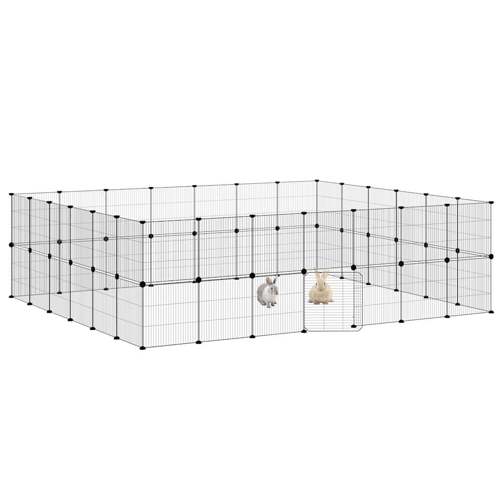 Gabbia per Animali 52 Pannelli con Porta Nero 245x210x70 cm Acciaio