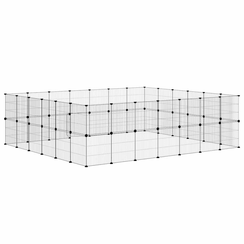 Gabbia per Animali 52 Pannelli con Porta Nero 245x210x70 cm Acciaio