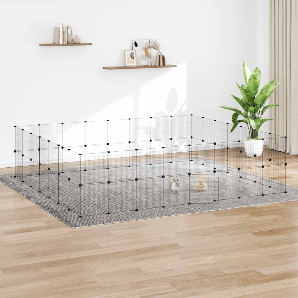 Gabbia per Animali 60 Pannelli con Porta Nera 280x245x70 cm Acciaio