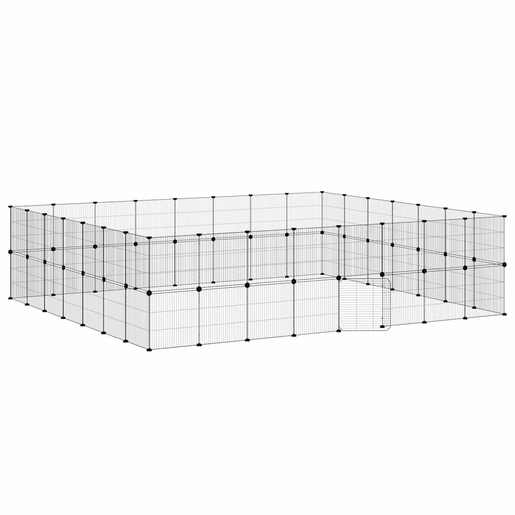Gabbia per Animali 60 Pannelli con Porta Nera 280x245x70 cm Acciaio