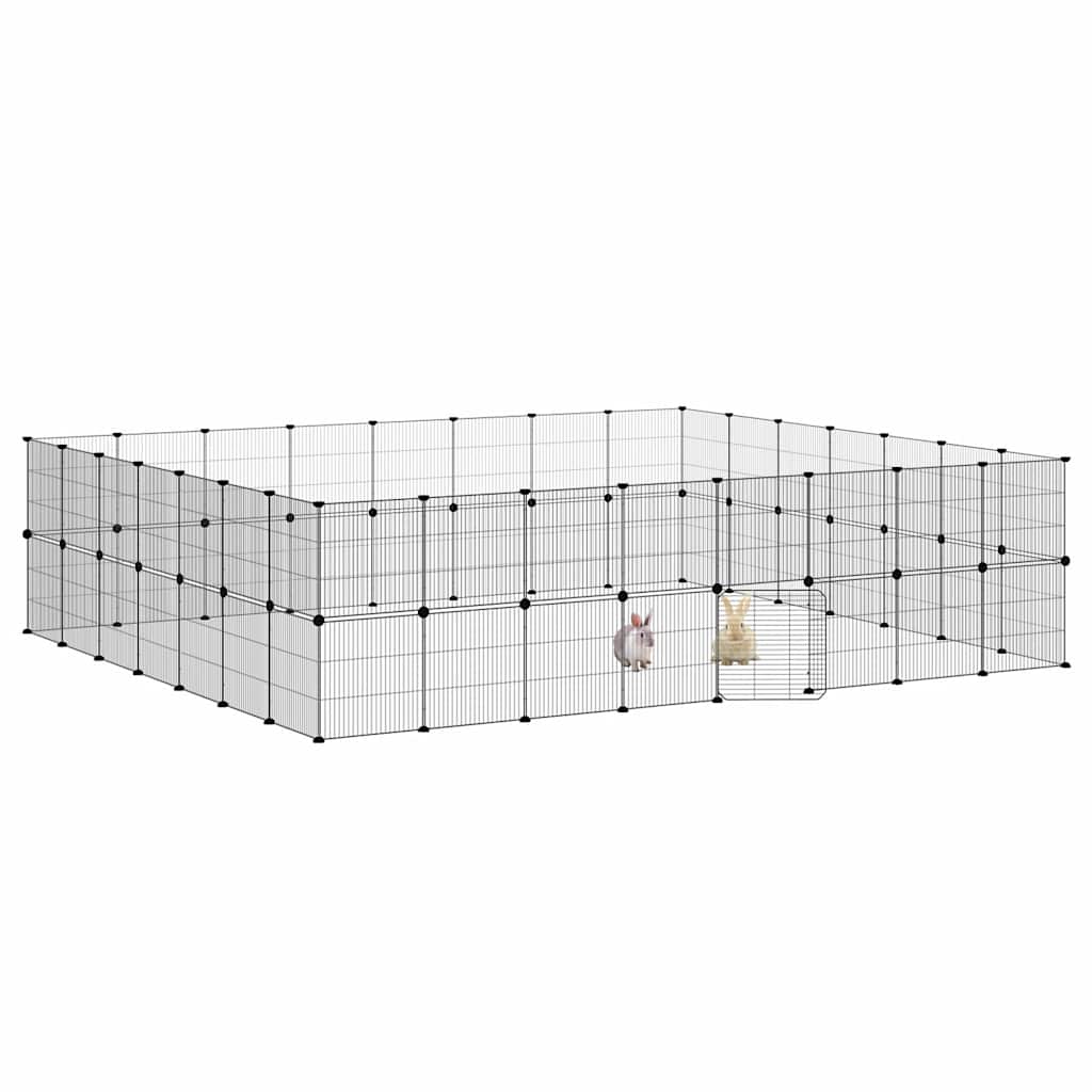 Gabbia per Animali 60 Pannelli con Porta Nera 280x245x70 cm Acciaio