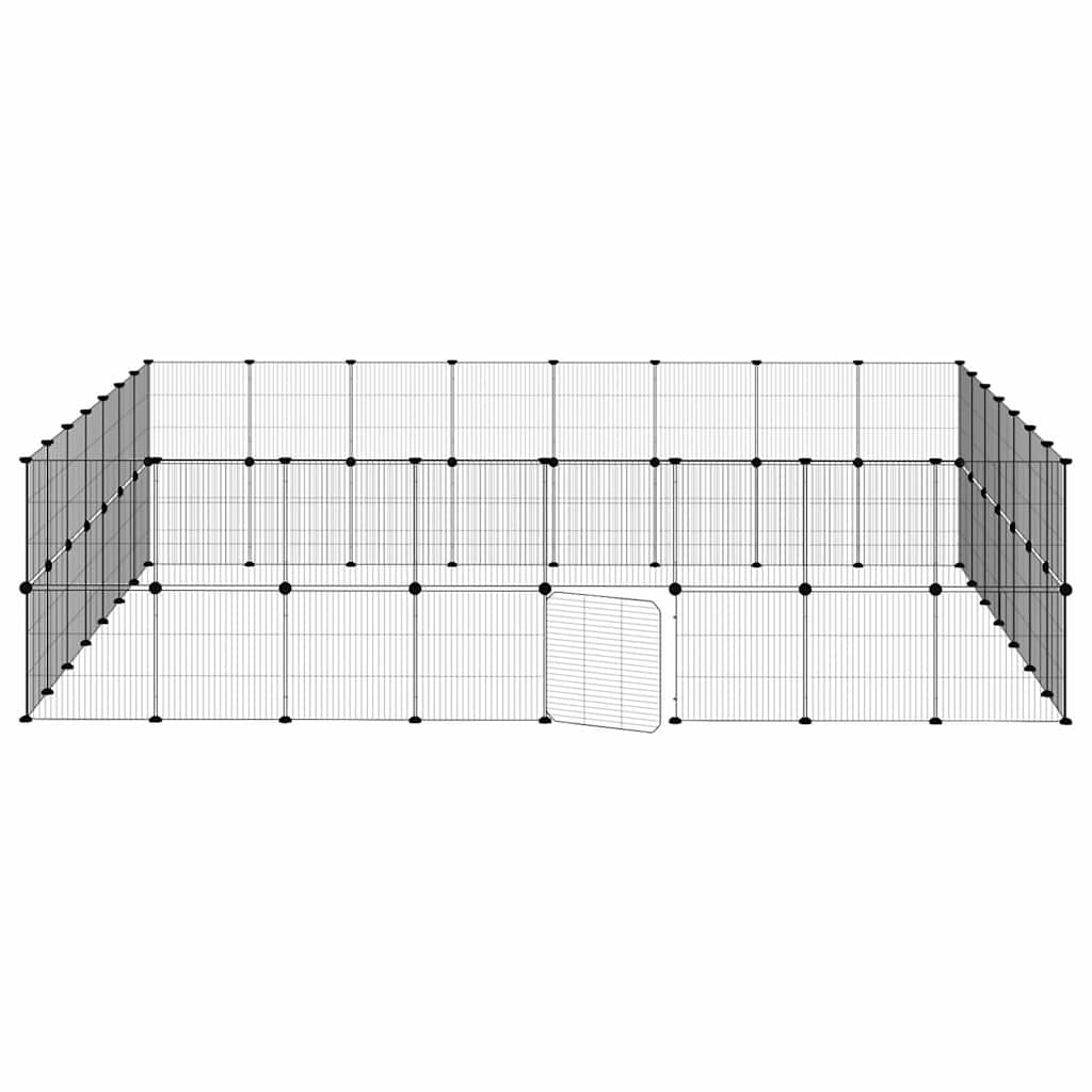 Gabbia per Animali 60 Pannelli con Porta Nera 280x245x70 cm Acciaio