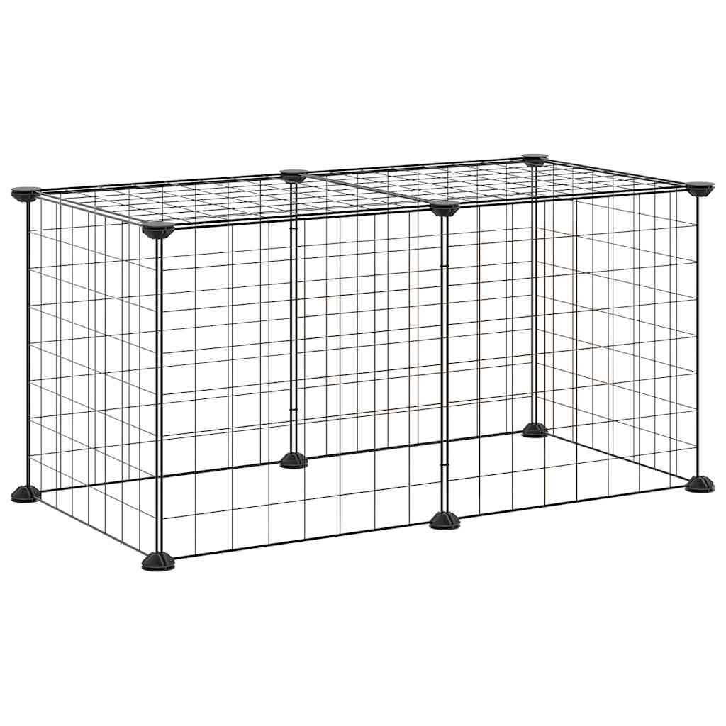Gabbia per Animali Domestici 8 Pannelli Nero 70x35x35 cm Acciaio
