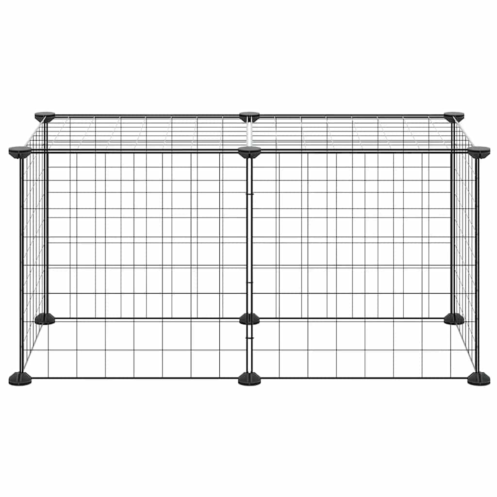 Gabbia per Animali Domestici 8 Pannelli Nero 70x35x35 cm Acciaio