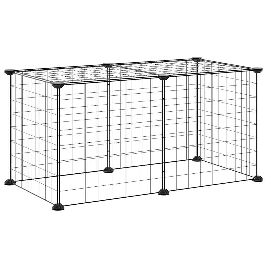 Gabbia per Animali Domestici 8 Pannelli Nero 70x35x35 cm Acciaio