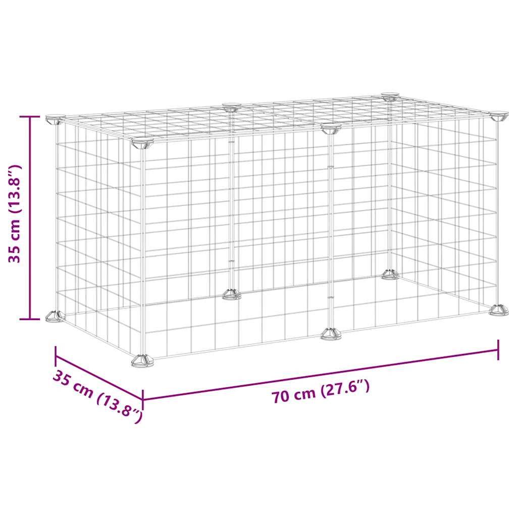 Gabbia per Animali Domestici 8 Pannelli Nero 70x35x35 cm Acciaio
