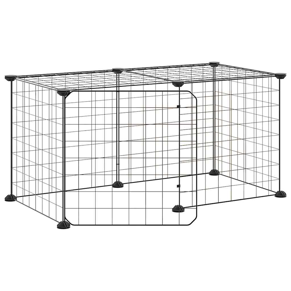 Gabbia per Animali 8 Pannelli con Porta Nero 70x35x35 cm Acciaio