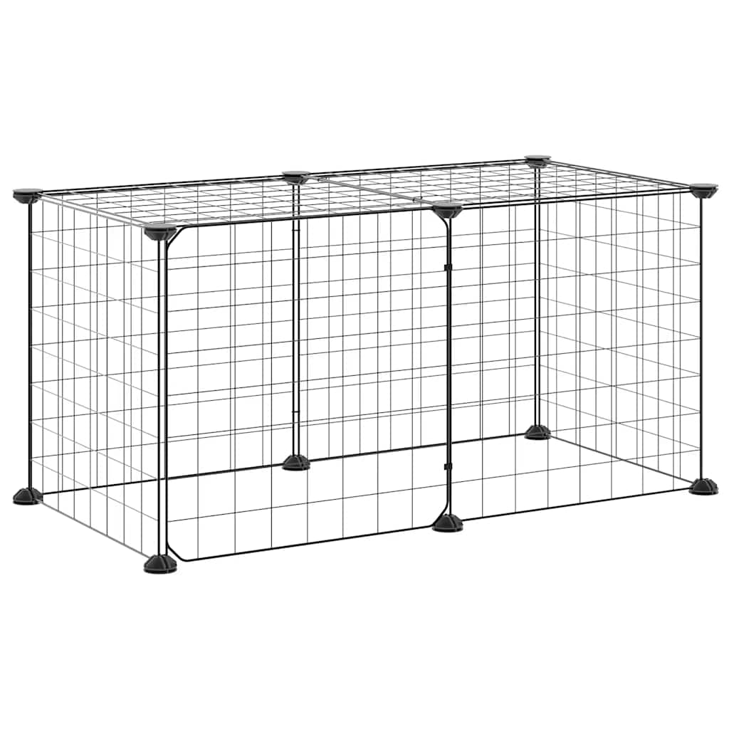 Gabbia per Animali 8 Pannelli con Porta Nero 70x35x35 cm Acciaio