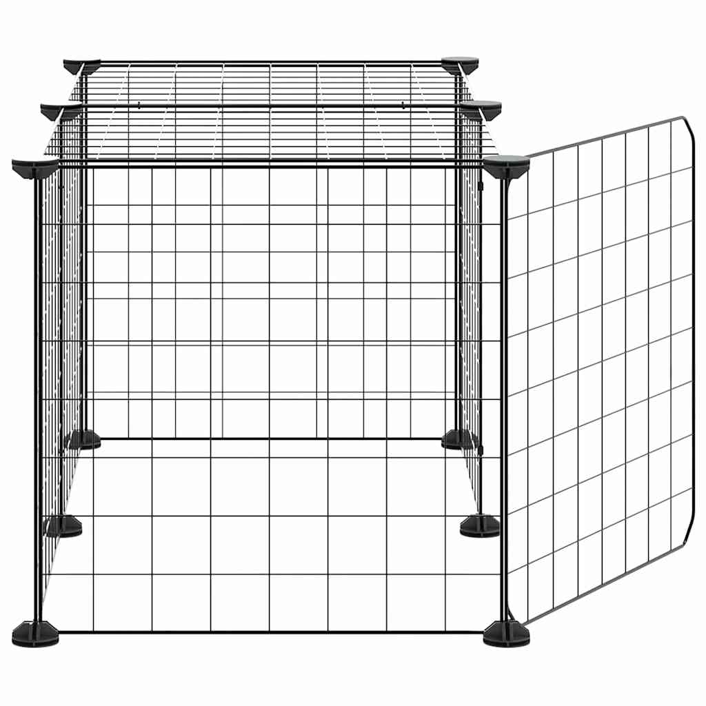 Gabbia per Animali 8 Pannelli con Porta Nero 70x35x35 cm Acciaio