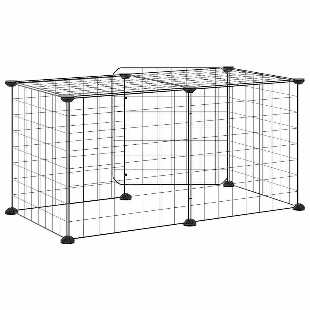 Gabbia per Animali 8 Pannelli con Porta Nero 70x35x35 cm Acciaio
