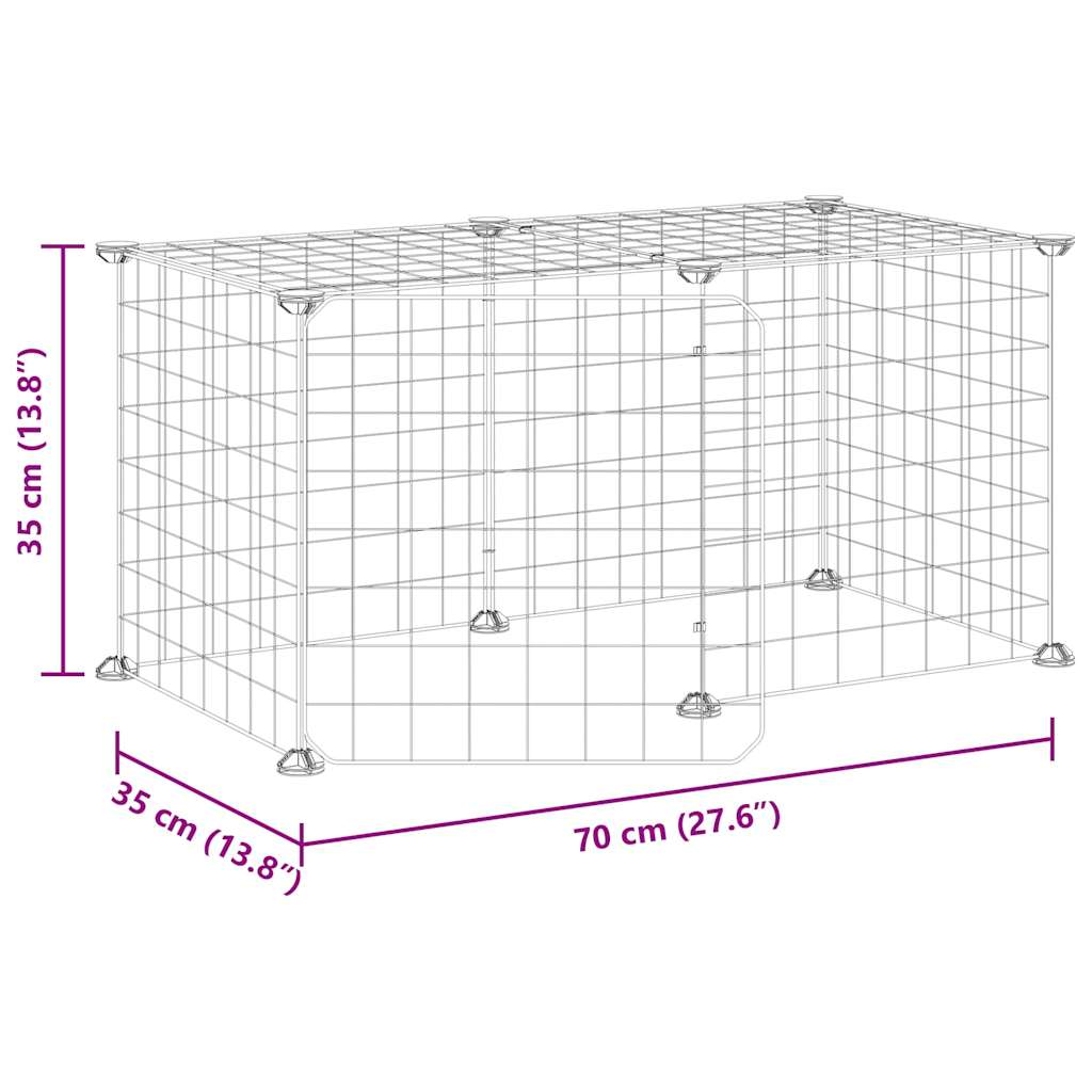 Gabbia per Animali 8 Pannelli con Porta Nero 70x35x35 cm Acciaio