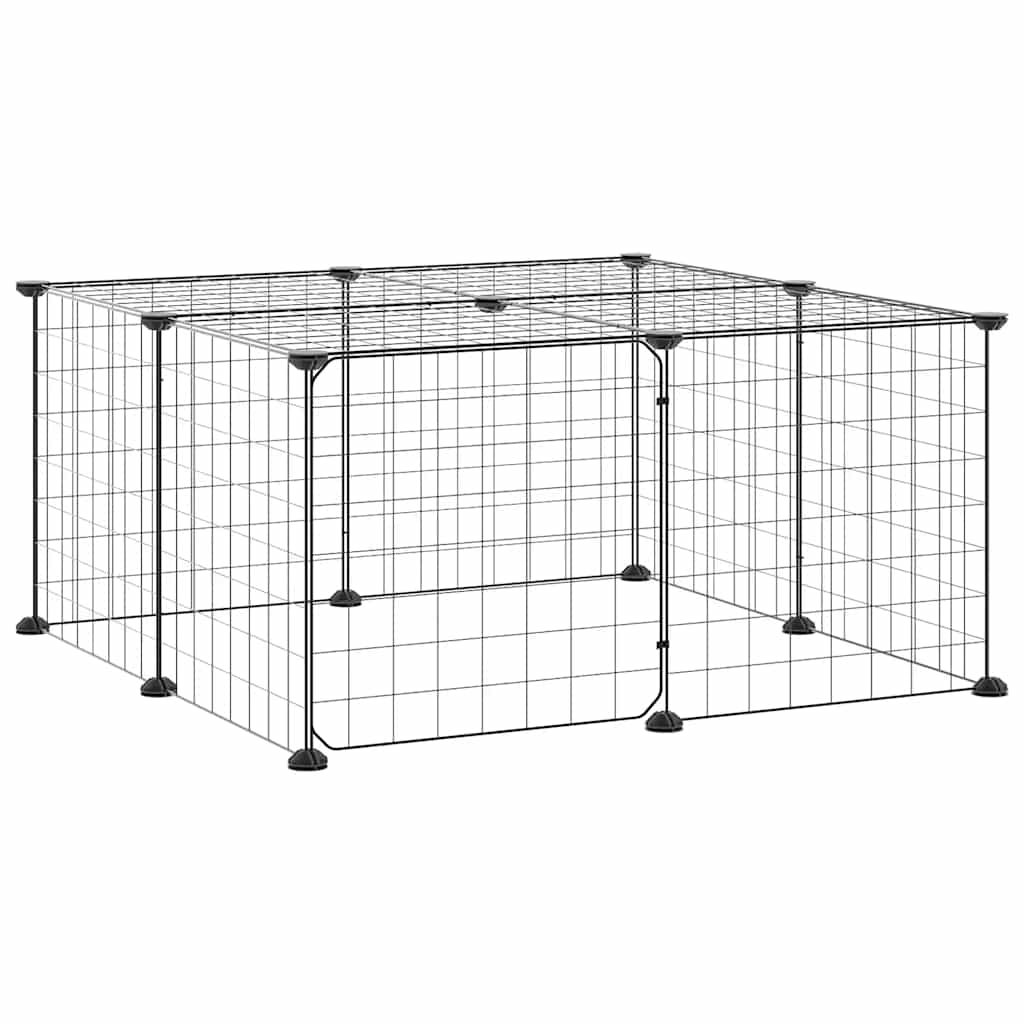 Gabbia per Animali 12 Pannelli con Porta Nero 70x70x35 cm Acciaio