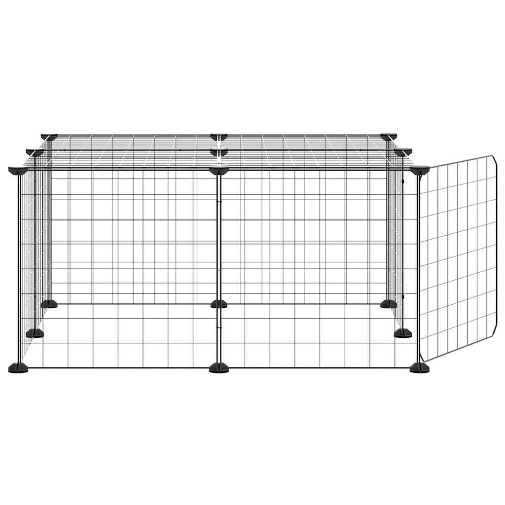 Gabbia per Animali 12 Pannelli con Porta Nero 70x70x35 cm Acciaio