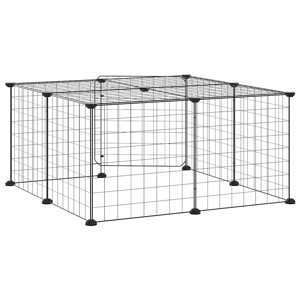 Gabbia per Animali 12 Pannelli con Porta Nero 70x70x35 cm Acciaio
