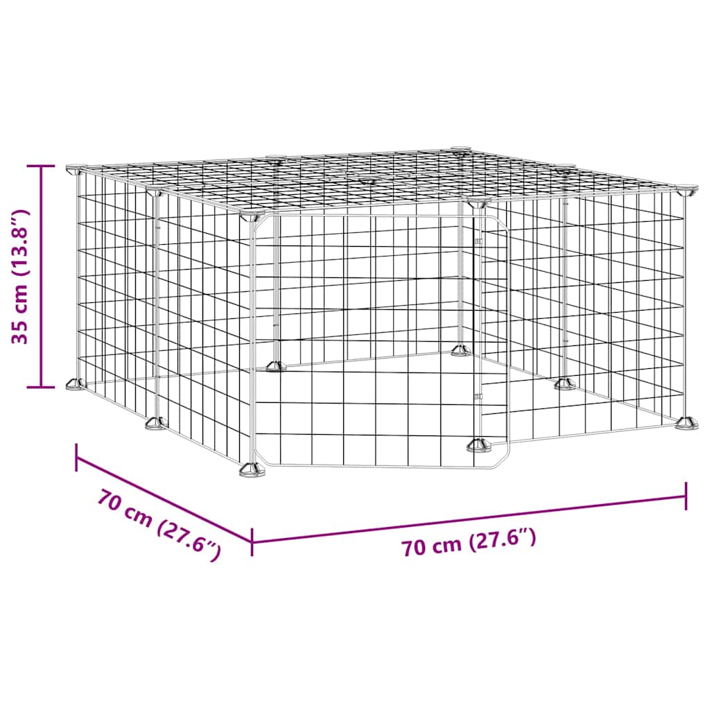 Gabbia per Animali 12 Pannelli con Porta Nero 70x70x35 cm Acciaio