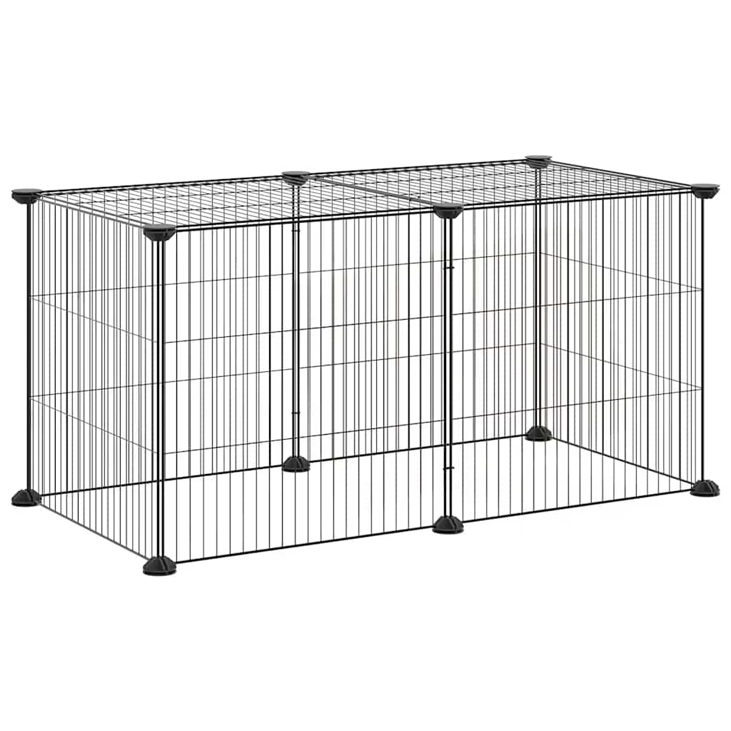 Gabbia per Animali Domestici 8 Pannelli Nero 70x35x35 cm Acciaio