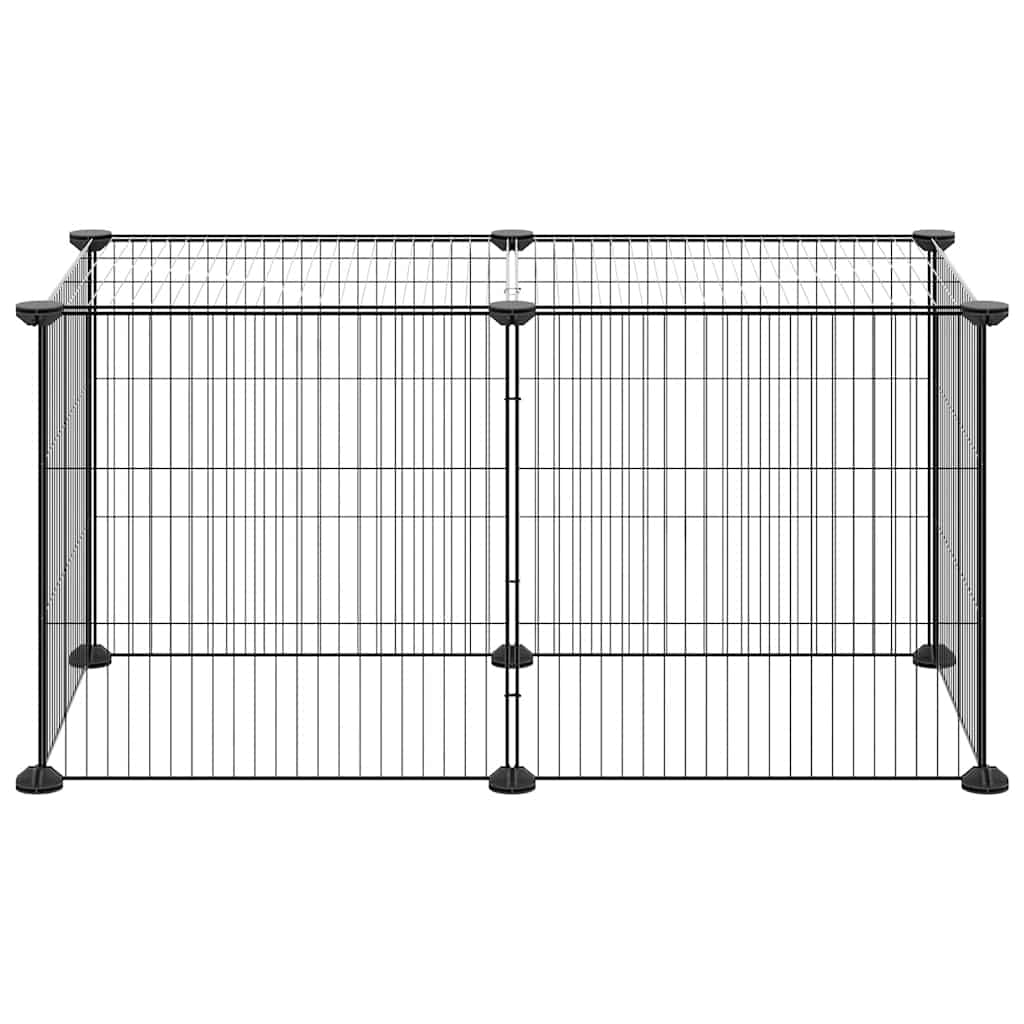 Gabbia per Animali Domestici 8 Pannelli Nero 70x35x35 cm Acciaio