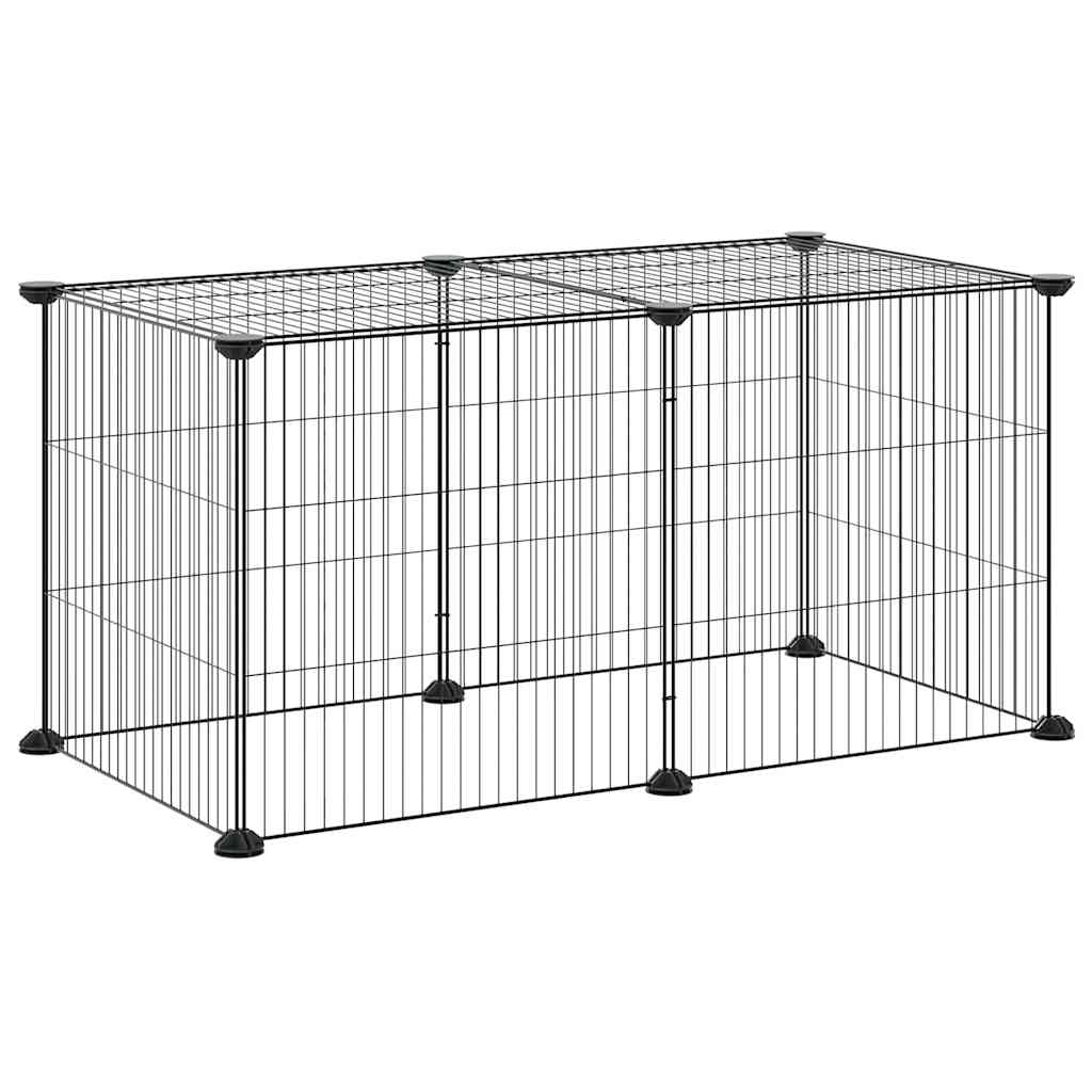 Gabbia per Animali Domestici 8 Pannelli Nero 70x35x35 cm Acciaio