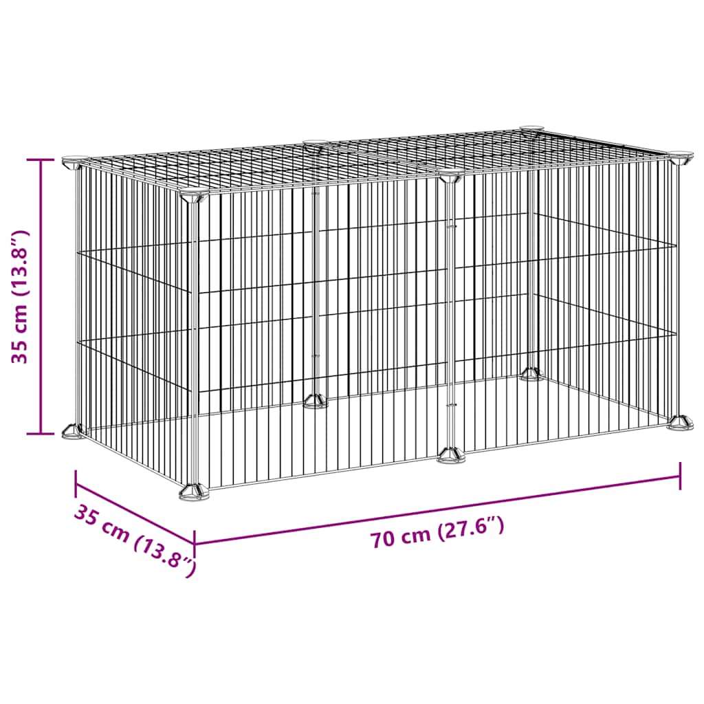 Gabbia per Animali Domestici 8 Pannelli Nero 70x35x35 cm Acciaio