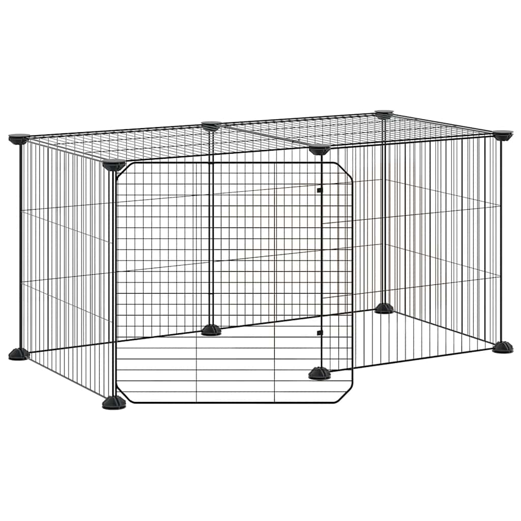 Gabbia per Animali 8 Pannelli con Porta Nero 70x35x35 cm Acciaio